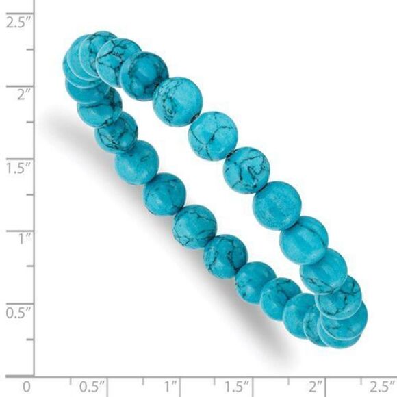 Chisel 8mm Blue Turquoise Agate Beaded Stretch Bracelet - Picture 3 of 4